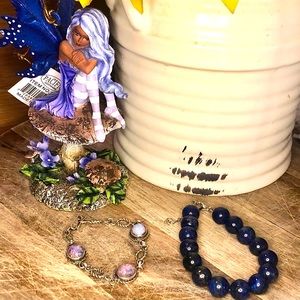 Genuine Lapis bracelet with a sterling silver clasp